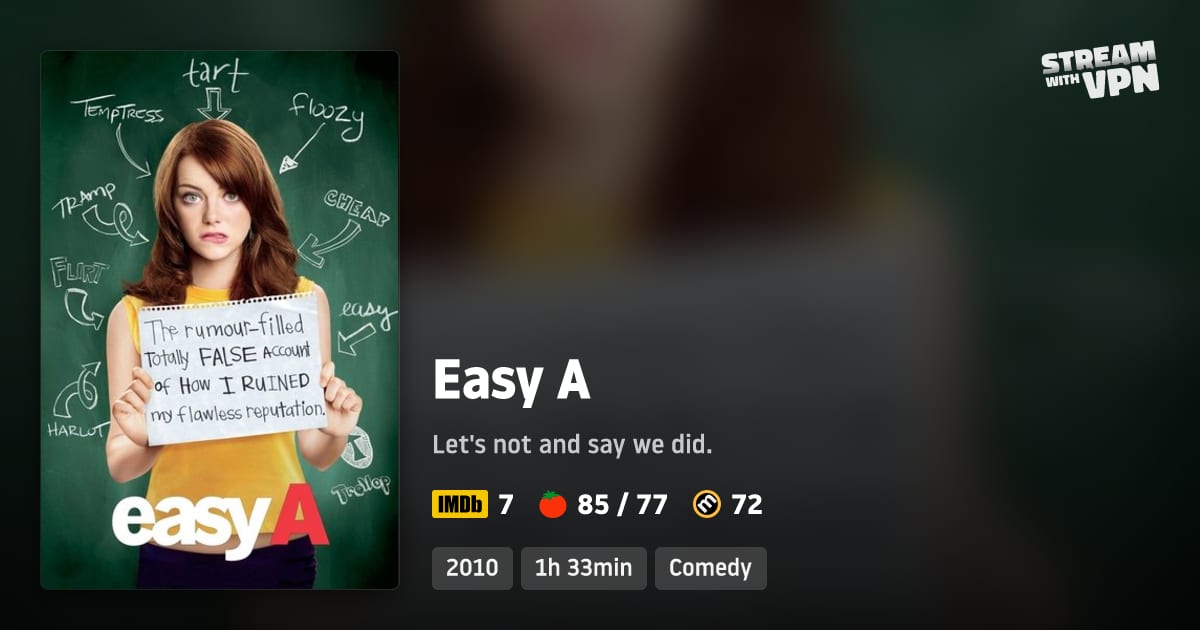 Easy A - Where to stream Easy A
